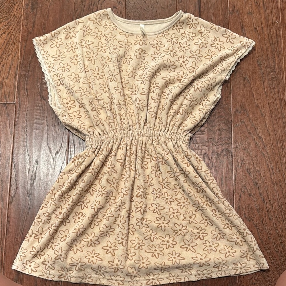 Rylee + Cru Cream and Brown Floral Kids Dress